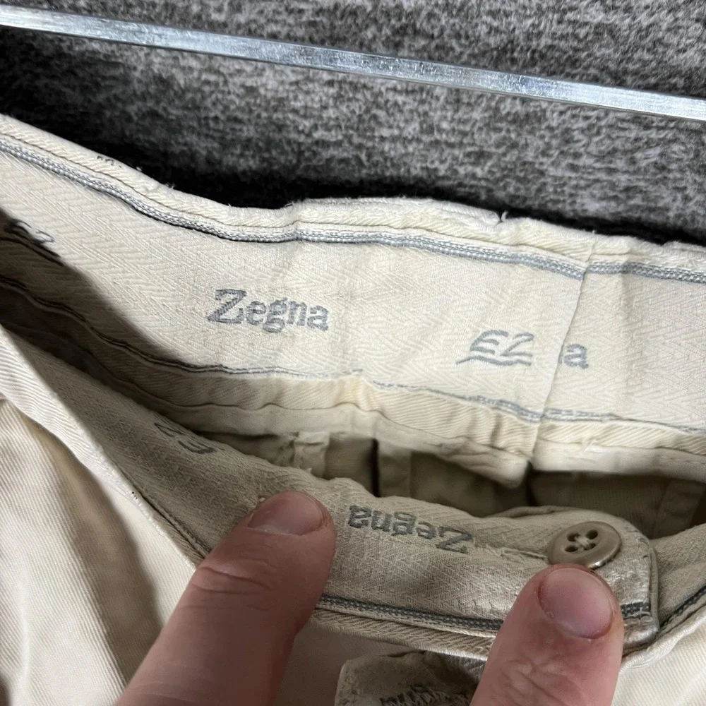 Ermenegildo Zegna Pants Mens 34 Beige Pleated Chino Dress‎ Trousers Brian Italy